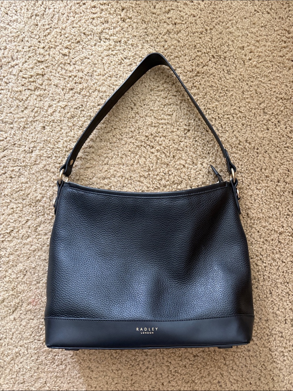 RADLEY LONDON Black Pebbled Leather Shoulder Tote